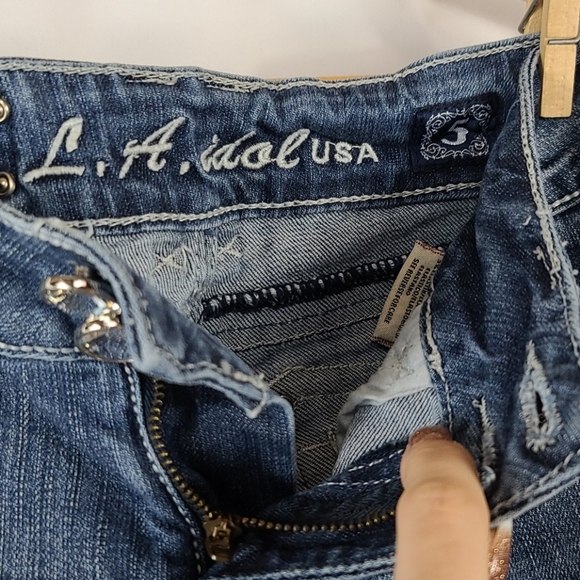 Distressed Embellished Wide Leg Jeans - Picture 6 of 10